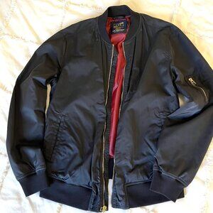 Men's Black Zipped Bomber Jacket - Size S
